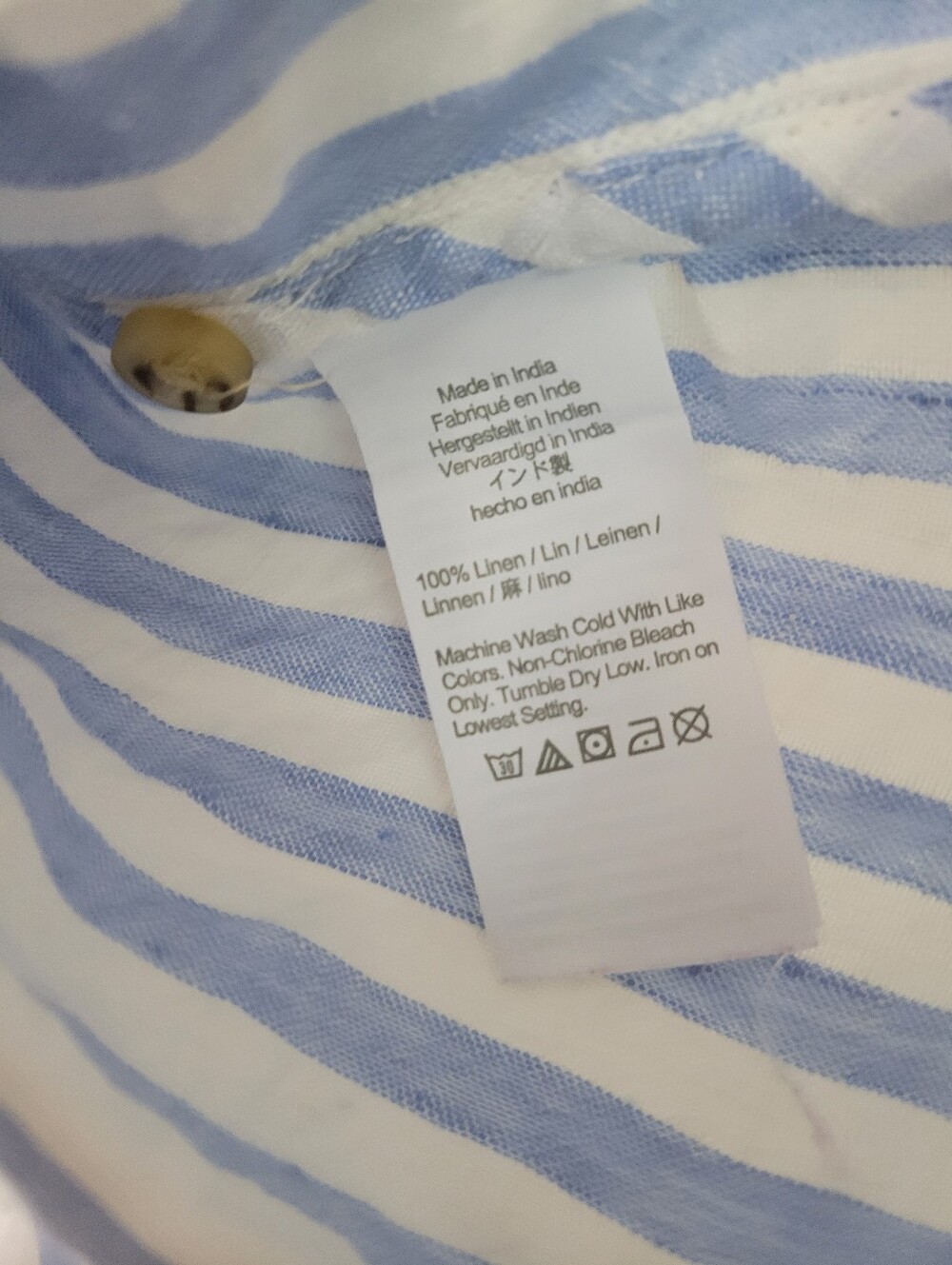 J Crew Relaxed Short-Sleeve Baird McNutt Irish Linen Shirt Stripe Plus Size 2x - Picture 8 of 9